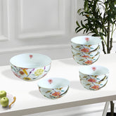 White & Multi-Color Floral Porcelain Dessert Set (7-Piece)
